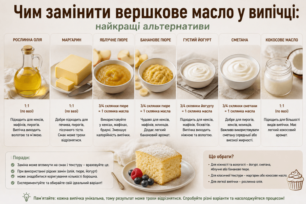 Чим замінити вершкове масло у випічці